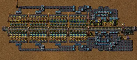 Image of the Trainstation Unload with item filtering and balancer. blueprint